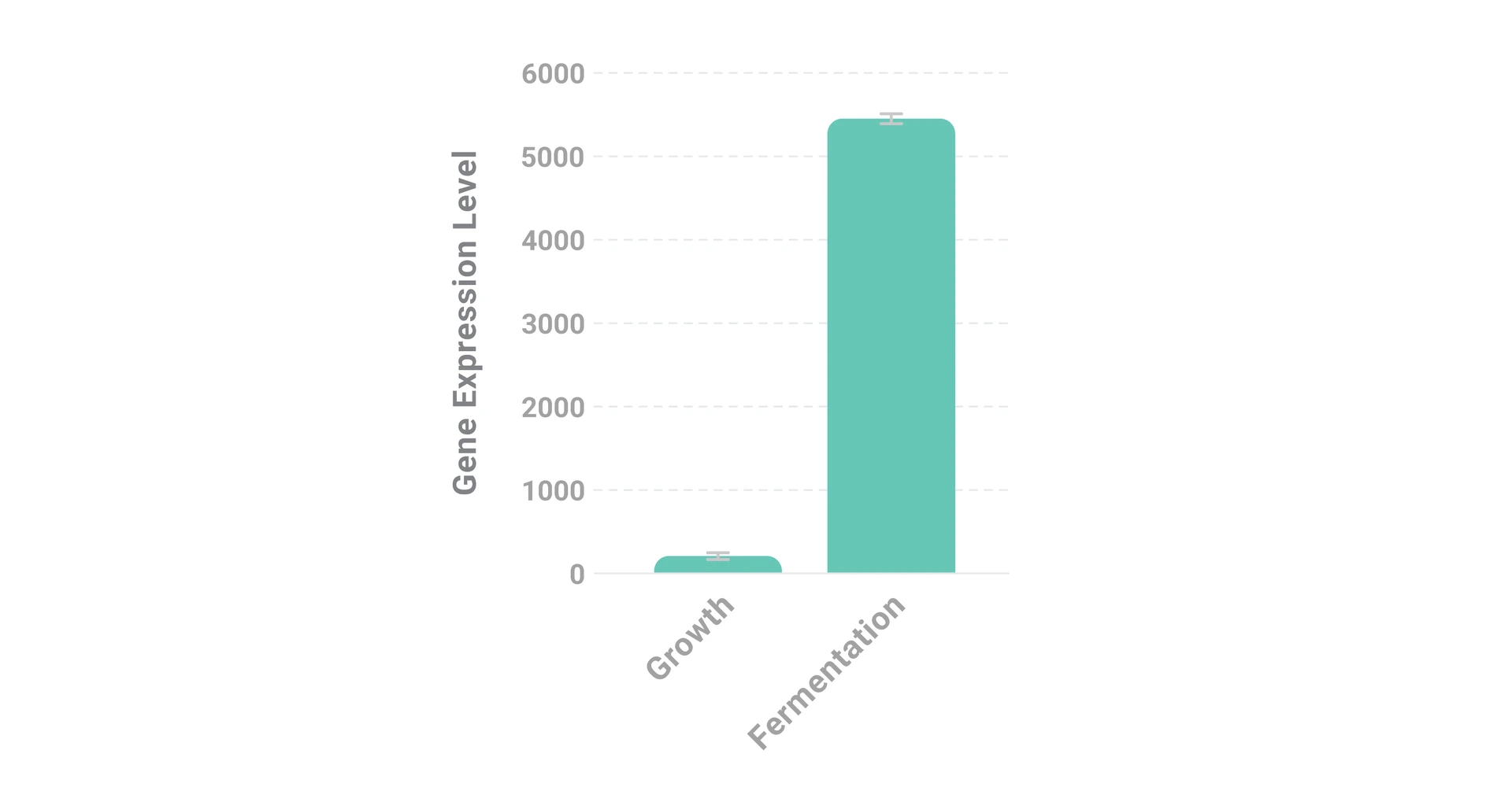 Bar chart of ALDC gene expression in updated FRESH Chico with the switch: off during the growth phase and on later in fermentation